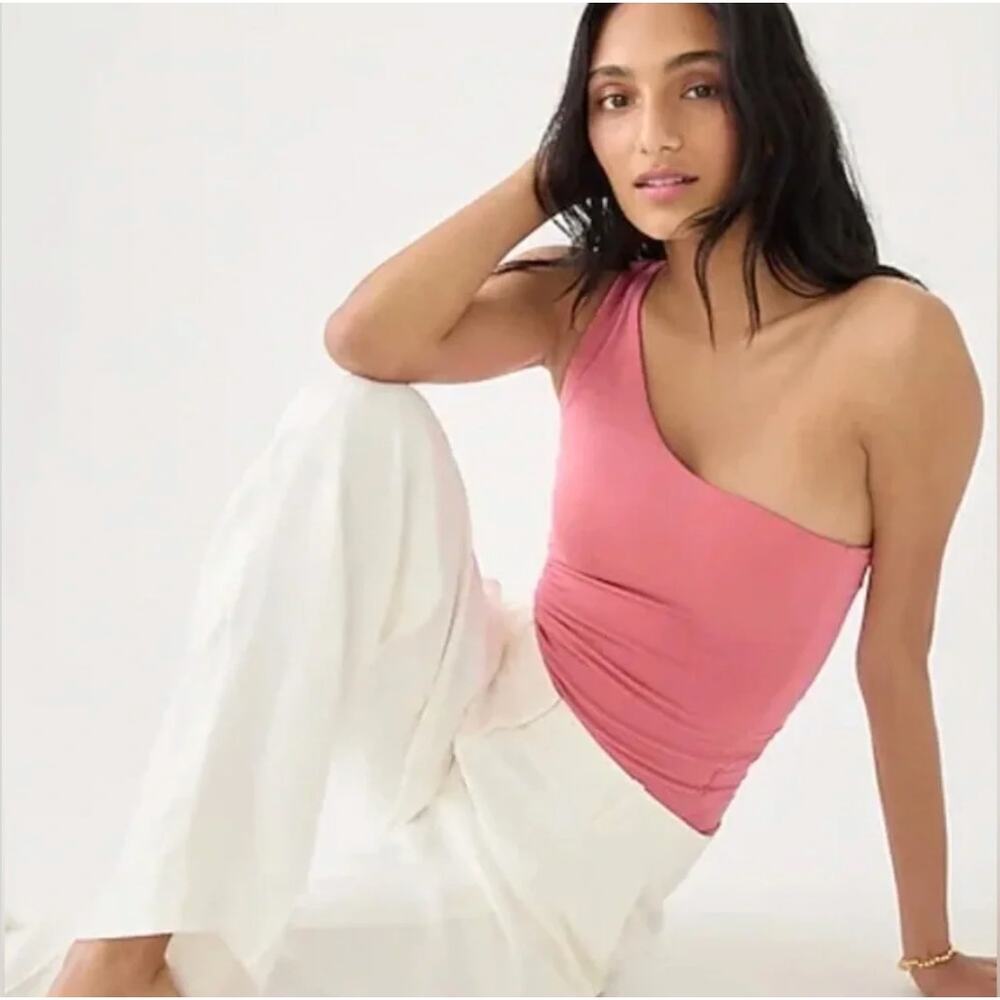 J. Crew FormKnit One Shoulder Tank Top Pink BH933 Size S